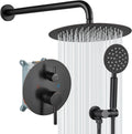gotonovo Rain Shower System with 10 Inch Round Showerhead and Handheld High Pressure Shower Faucet Set Contain Rough in Valve, Oil Rubbed Bronze