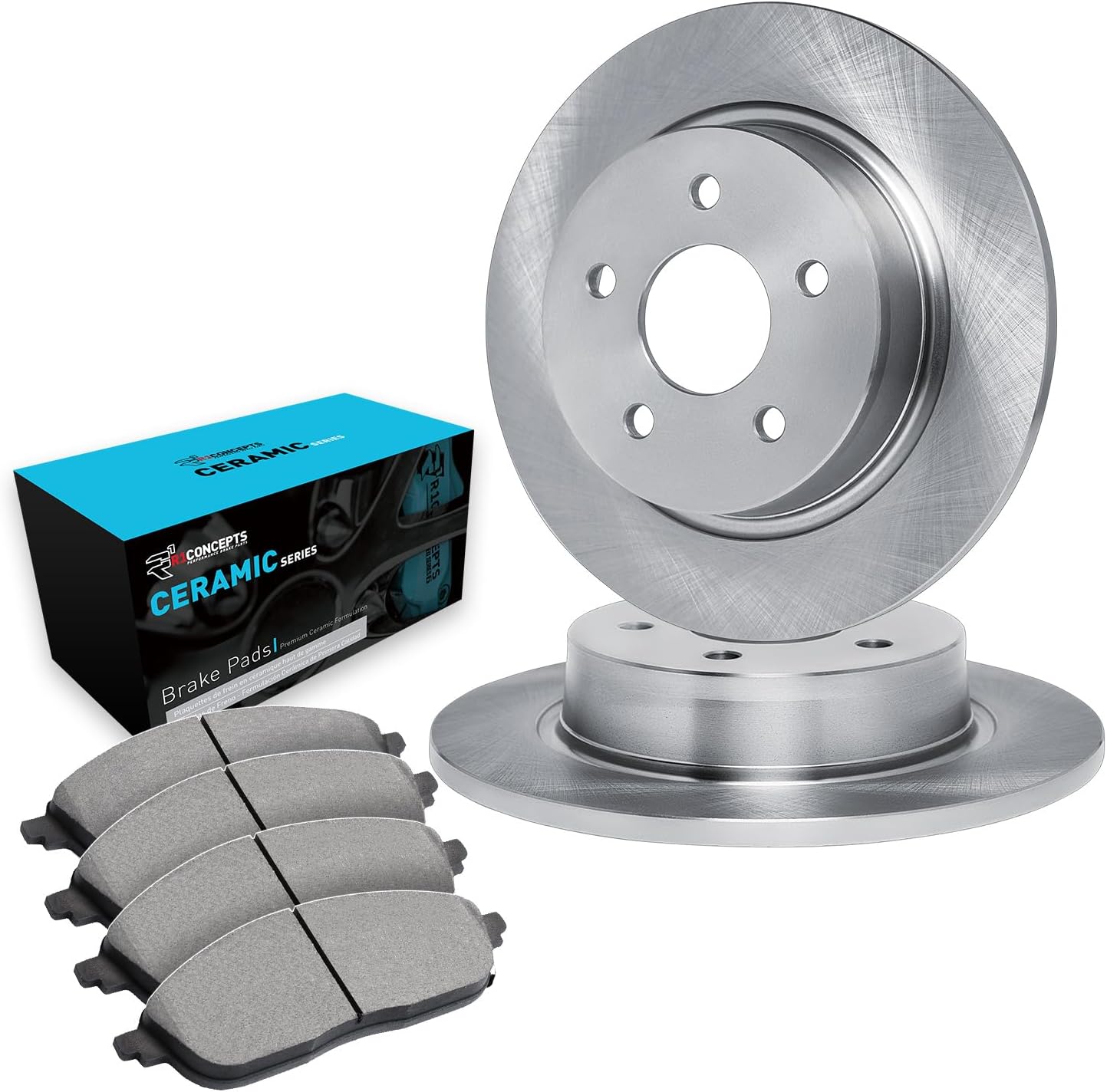 R1 Concepts Rear Brake Kit Fits 2004-2006 Lexus RX330; 2007-2009 Lexus RX350; 2006-2008 Lexus RX400h; 2004-2007 Toyota Highlander| Ceramic Brake Pads and Blank Brake Rotors| 11.3' Rear