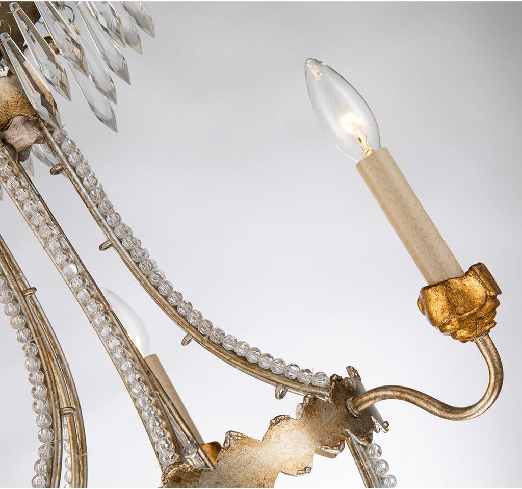 3-light Empire Metal Mini Chandelier in Distressed Silver and Gold