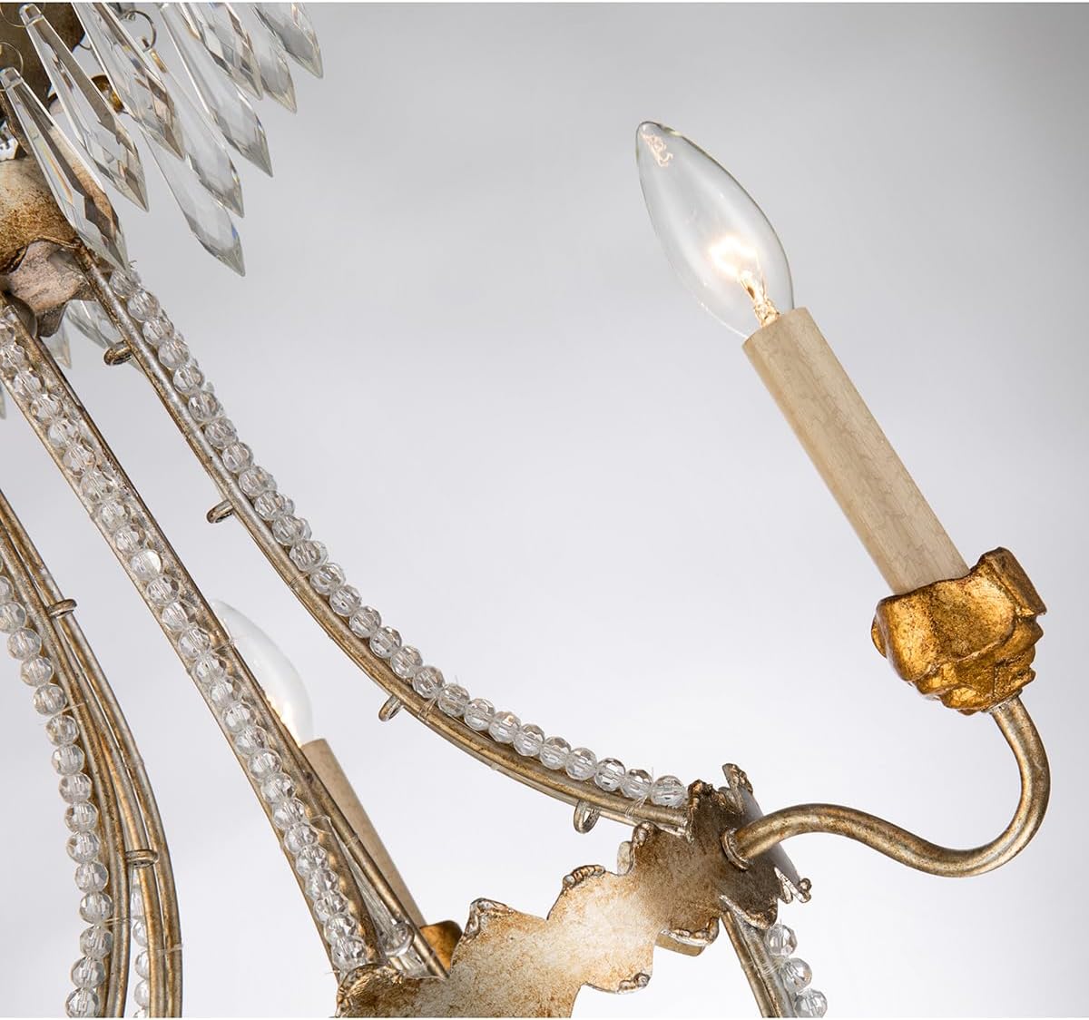3-light Empire Metal Mini Chandelier in Distressed Silver and Gold