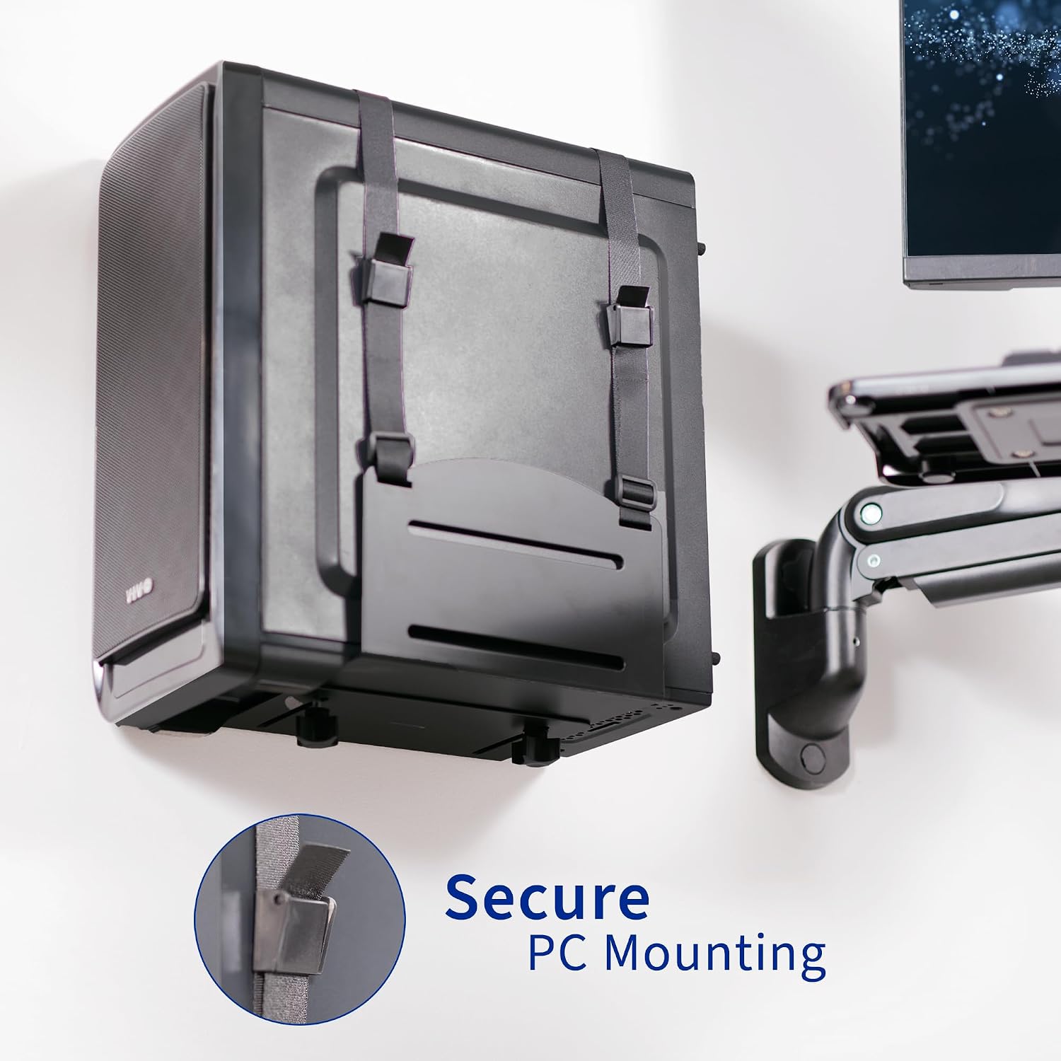 VIVO Premium Black Single Monitor and Keyboard Counterbalance Sit-Stand Wall Mount and CPU Holder, Ergonomic Standing Transition Workstation STAND-SIT1WD