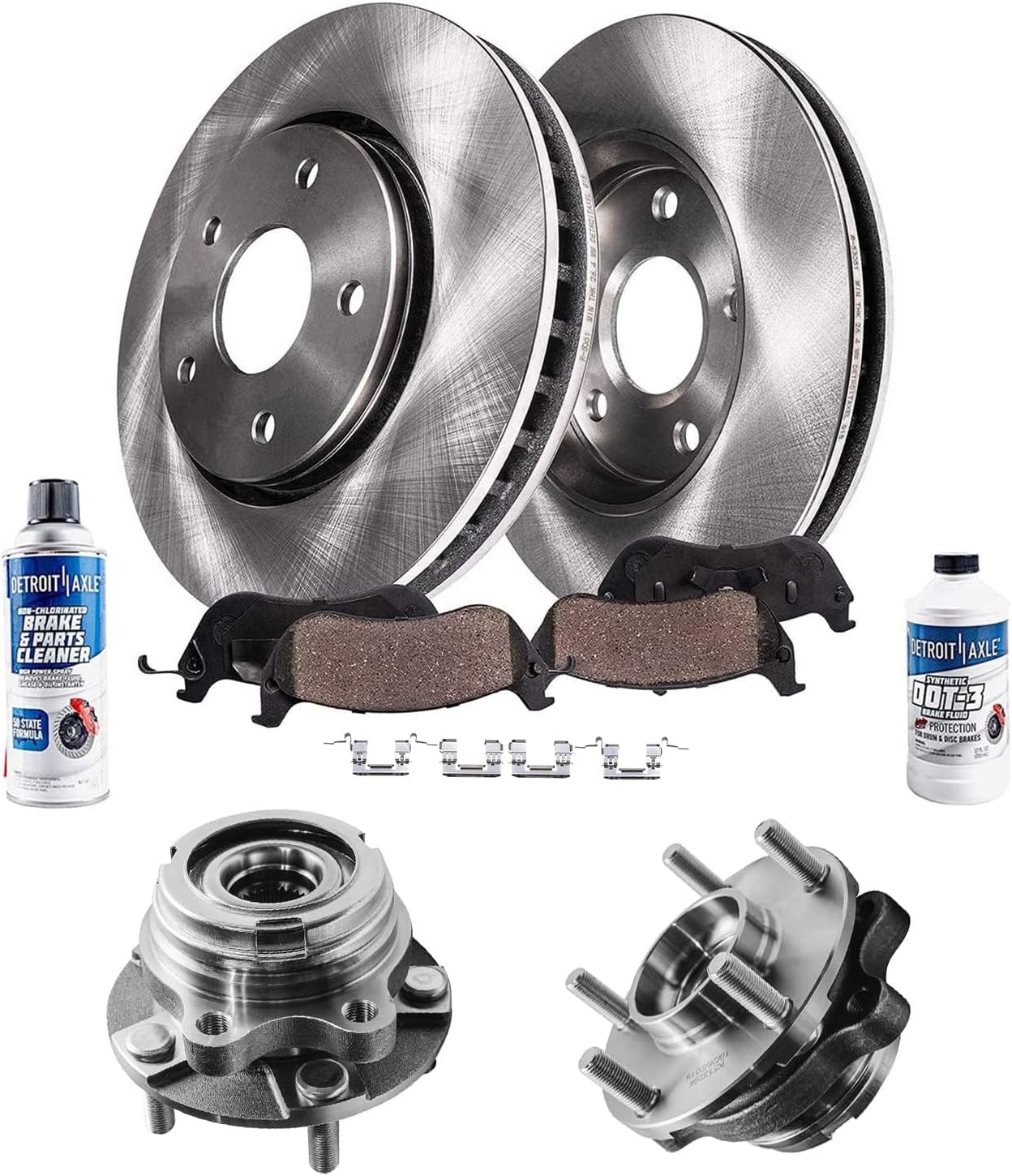 Detroit Axle - 2.5L Front Wheel Bearing Hubs Brake Kit for 07-12 Nissan Altima, 11.65'' inch Disc Brake Rotors Ceramic Brake Pads Wheel Bearing Hubs 2008 2009 2010 2011 Replacement