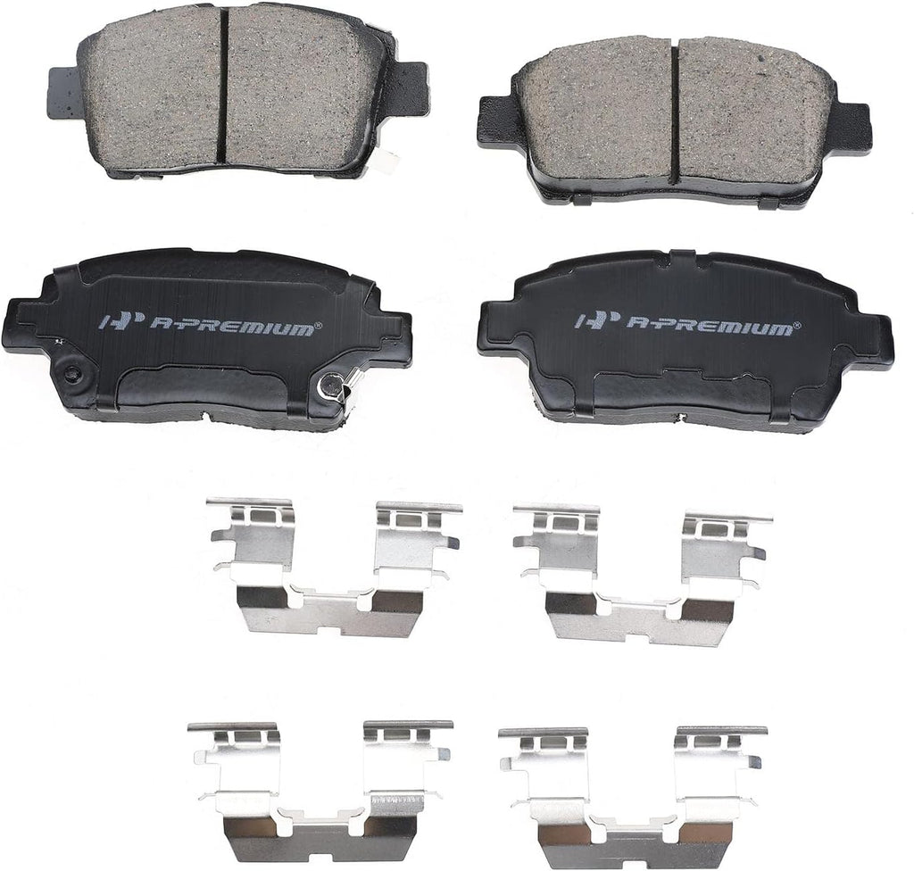 A-Premium Front and Rear Vented Disc Brake Rotors + Drums + Shoes + Ceramic Pads Kit Compatible with Select Toyota Models - Prius 2004 2005 2006 2007 2008, 12-PC Set