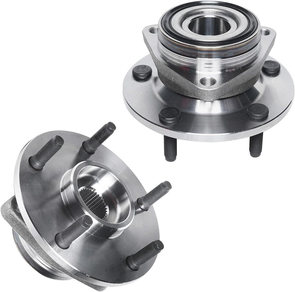 Detroit Axle - 4WD Wheel Bearing Hubs Brake Kit for 1994-1999 Dodge Ram 1500 [5 Lug 2-Wheel ABS] Front Brake Rotors Ceramic Brakes Pads Rear Brake Drums Shoes Front Wheel Bearing Hubs Replacement