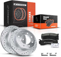 A-Premium 12.99 in(330mm) Rear Drilled and Slotted Disc Brake Rotors + Ceramic Pads Kit Compatible with Select Chevy, GMC and Hummer - Silverado 1500 HD, Suburban, Sierra 1500, Yukon XL 2500, H2