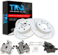 TRQ Performance Rear Brake Pad and Rotor Set Ceramic Solid Rotors Calipers Compatible with 2004-2005 Mazda 3