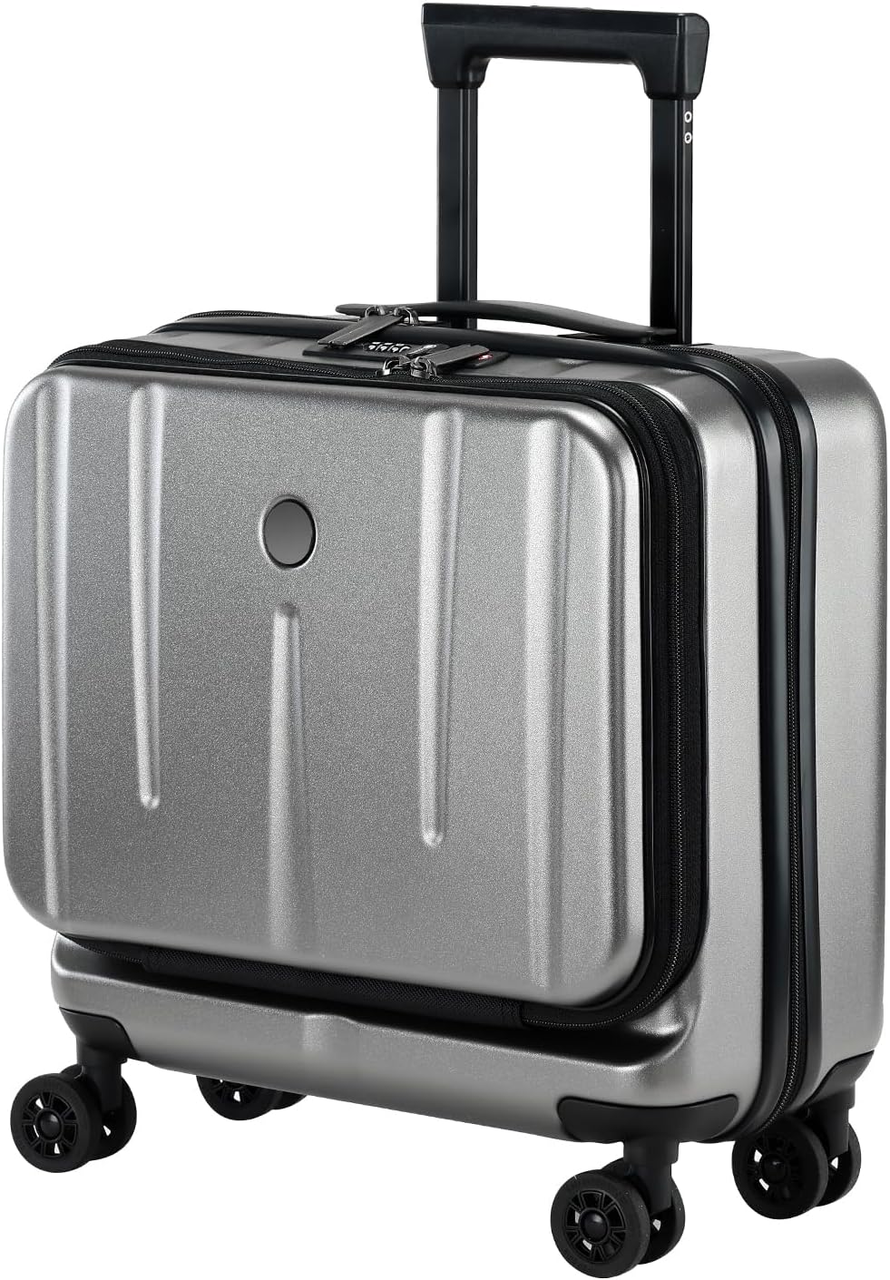 16 Inch Carry On Luggage with 2 Compartments for 14' & 15' Laptop, 16.14*8*17.12' Rolling Briefcase, Lightweight Hardshell ABS+PC Suitcase with Spinner Silent Wheels, for Business Trip, Dark Gray