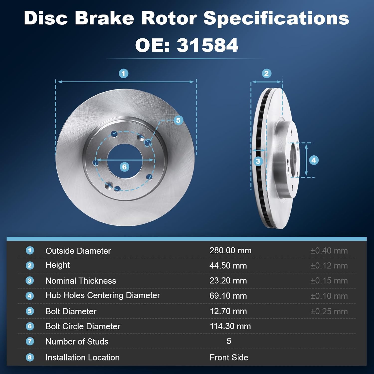 Front & Rear Disc Brake Rotors & Ceramic Brake Pads Kit Fit for Hyundai 11-16 Elantra, 13-16 Elantra GT, 12-15 Veloster; for Kia 14-16 Forte, 14-16 Forte Koup/Forte5#31584 31603 D1543 D1544