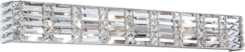 Possini Euro Design Vivienne Modern Wall Light Chrome Silver Metal Hardwired 35' Wide Light Bar Fixture Mounted Clear Crystal Accents for Bathroom Vanity Mirror House Home Hallway Room Decor