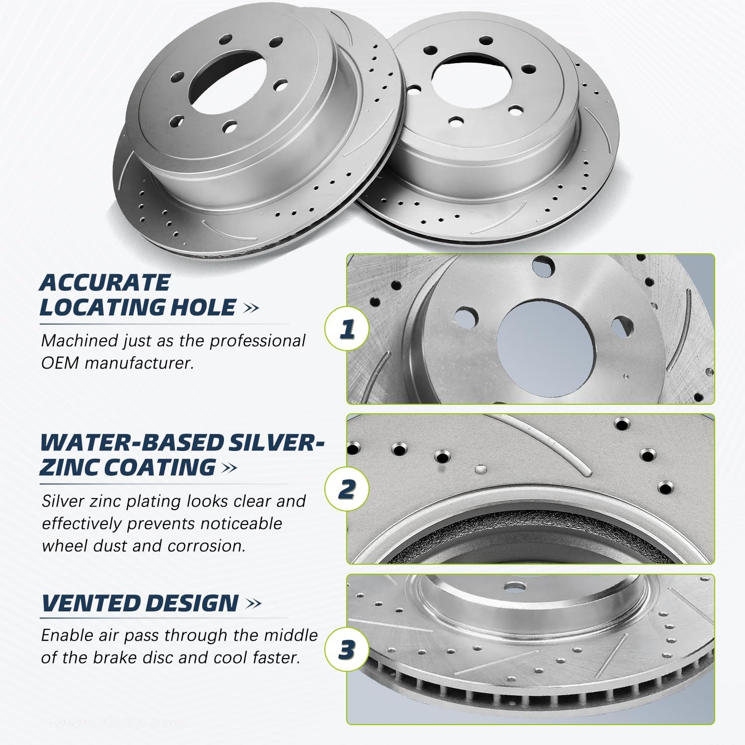 Rear Brake Kit Compatible with Chevy Tahoe Suburban Avalanche Silverado 1500, GMC Sierra Yukon XL 1500 Brake Pads and Rotors Kit, Brakes Drilled Slotted Rear 12.99' Rotor