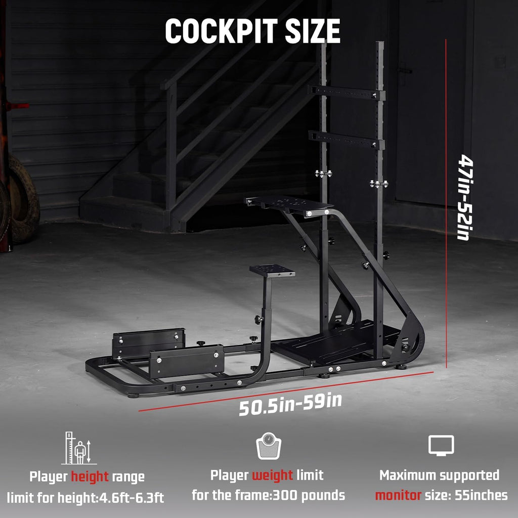 Dardoo G923 Racing Simulator Cockpit with Monitor Mount Fit for Logitech G29 G920, for Thrustmaster T80 T150, for PS4,for PC, Adjustable Driving Wheel Stand,Without Wheel, Pedal, Handbrake and Seat