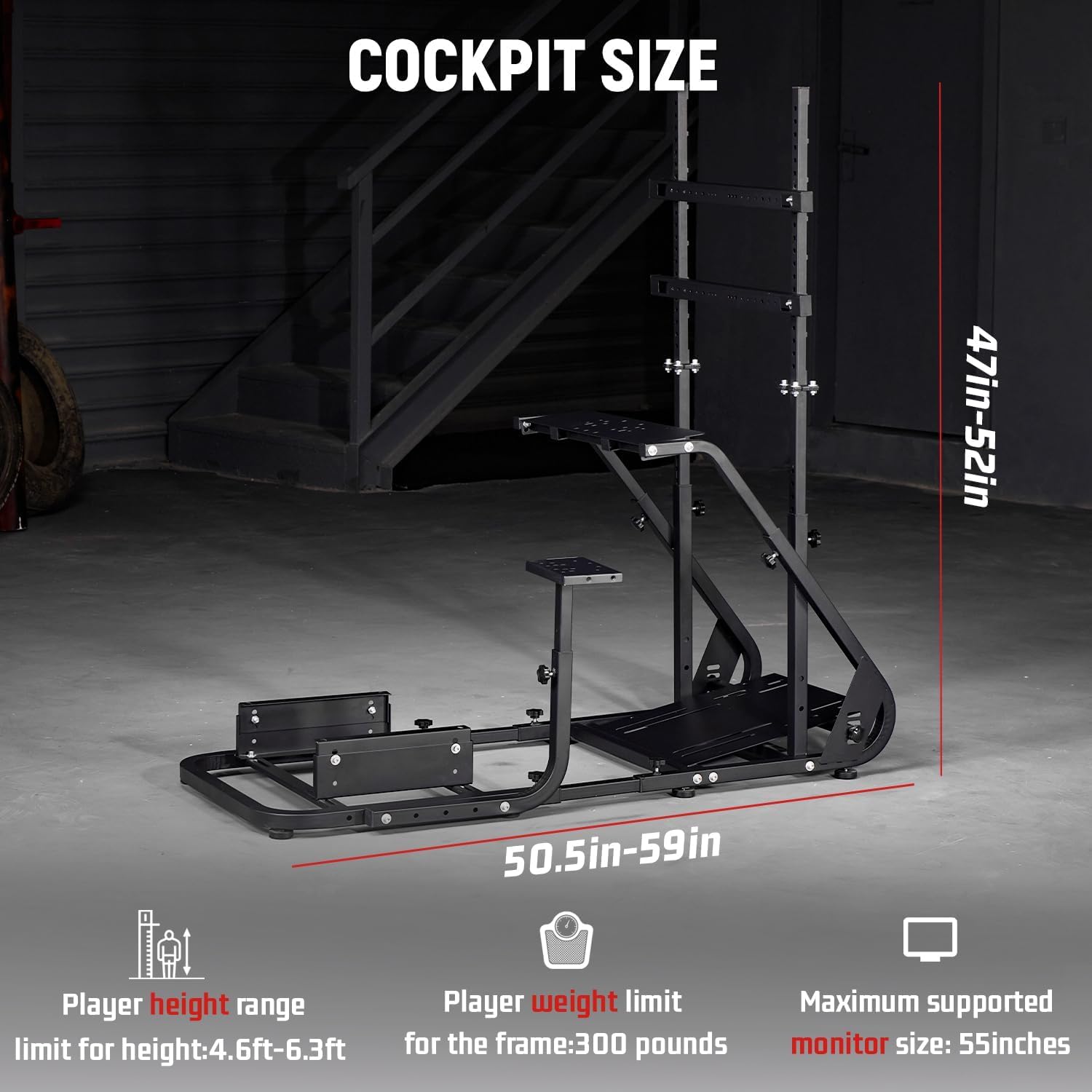 Dardoo G923 Racing Simulator Cockpit with Monitor Mount Fit for Logitech G29 G920, for Thrustmaster T80 T150, for PS4,for PC, Adjustable Driving Wheel Stand,Without Wheel, Pedal, Handbrake and Seat