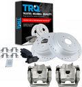 TRQ Performance Rear Brake Pad and Rotor Set Ceramic Slotted Drilled Coated Rotors Calipers Compatible with 2001-2006 Acura MDX 2003-2008 Honda Pilot