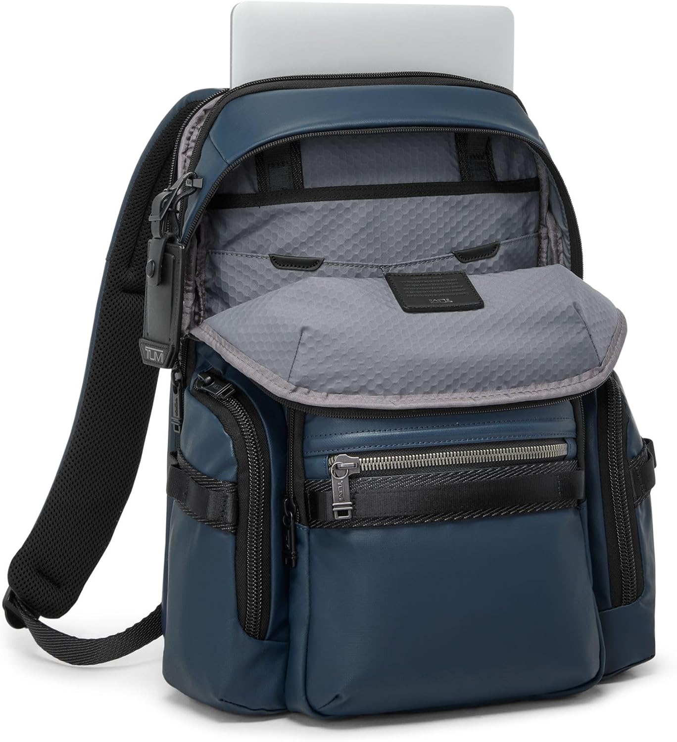Tumi Mens Navigation Backpack Navy Coated Canvas One Size