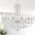 WUZUPS 10-Light Crystal Candle Chandelier Pendant Ceiling Light Modern Lighting Fixture for Bedroom Hallway Bar Kitchen Bathroom, H 26.7' W 33.9', E12 Base, Chrome