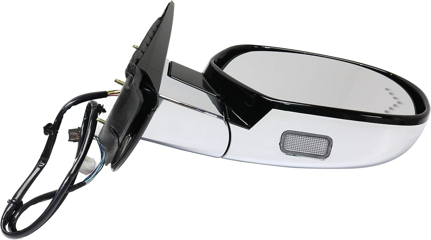 Kool Vue Passenger Side Power Heated Mirror for Cadillac Escalade ESV 2007-2014, Passenger Mirror Power Fold With Signal Light, Memory & Puddle Lamp, Without Blind Spot Monitor, Chrome