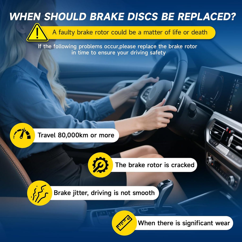 Front Brake Kit 6PCS Fits 1999-2006 Chevy Silverado 1500 | 00-06 Chevy Tahoe 5.3L V8, 1999-2004 GMC Sierra 1500 5.3L V8, Disc Brake Rotors & Ceramic Brake Pads, 12'in(304.6mm) - Replace 55054