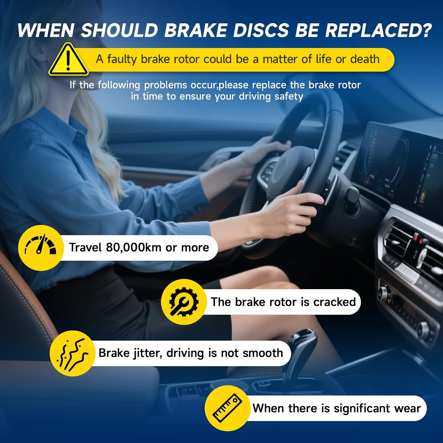 Front Brake Kit 6PCS Fits 1999-2006 Chevy Silverado 1500 | 00-06 Chevy Tahoe 5.3L V8, 1999-2004 GMC Sierra 1500 5.3L V8, Disc Brake Rotors & Ceramic Brake Pads, 12'in(304.6mm) - Replace 55054