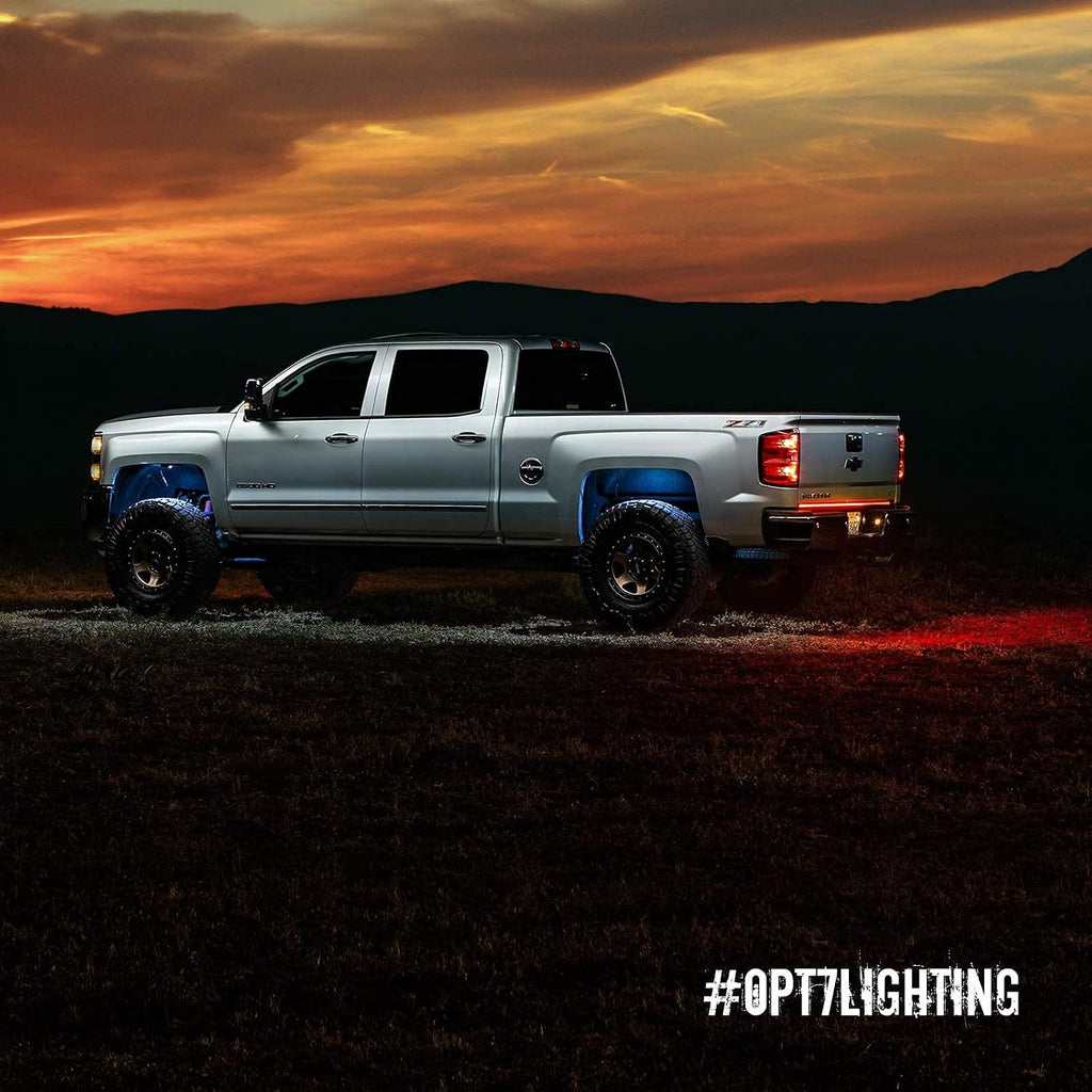 OPT7 Dynamic Taillight for F150 2015-2018 w/o Blind Spot Monitor – Redline 60' Aluminum Rigid 1-Piece Triple Row LED Truck Tailgate Light Bar w/Sequential Amber Turn + Plug'n'Play Harness