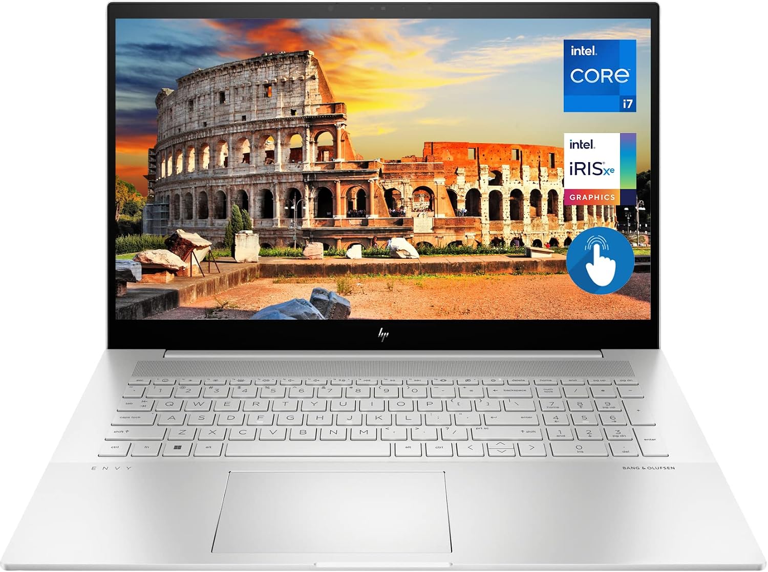 HP Envy Laptop, 17.3' Full HD Touchscreen, 12th Gen Intel Core i7-1260P, 16GB DDR4 RAM, 512GB PCIe SSD, IR Camera, HDMI, Backlit Keyboard, Wi-Fi 6, Windows 11 Home, Silver