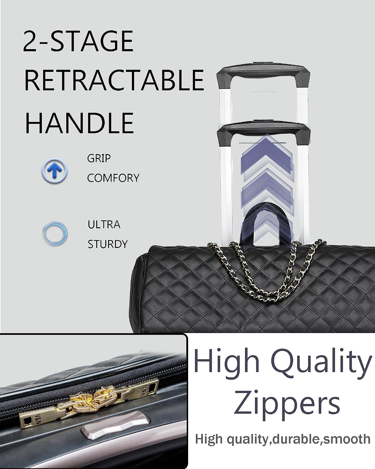 VH&GRED Luxury Carry on Luggage for Women Designer Underseat Carry On Luggage with Wheels Diamond Quilted Leather Carry On Luggage Vintage Style Suitcases with Wheels