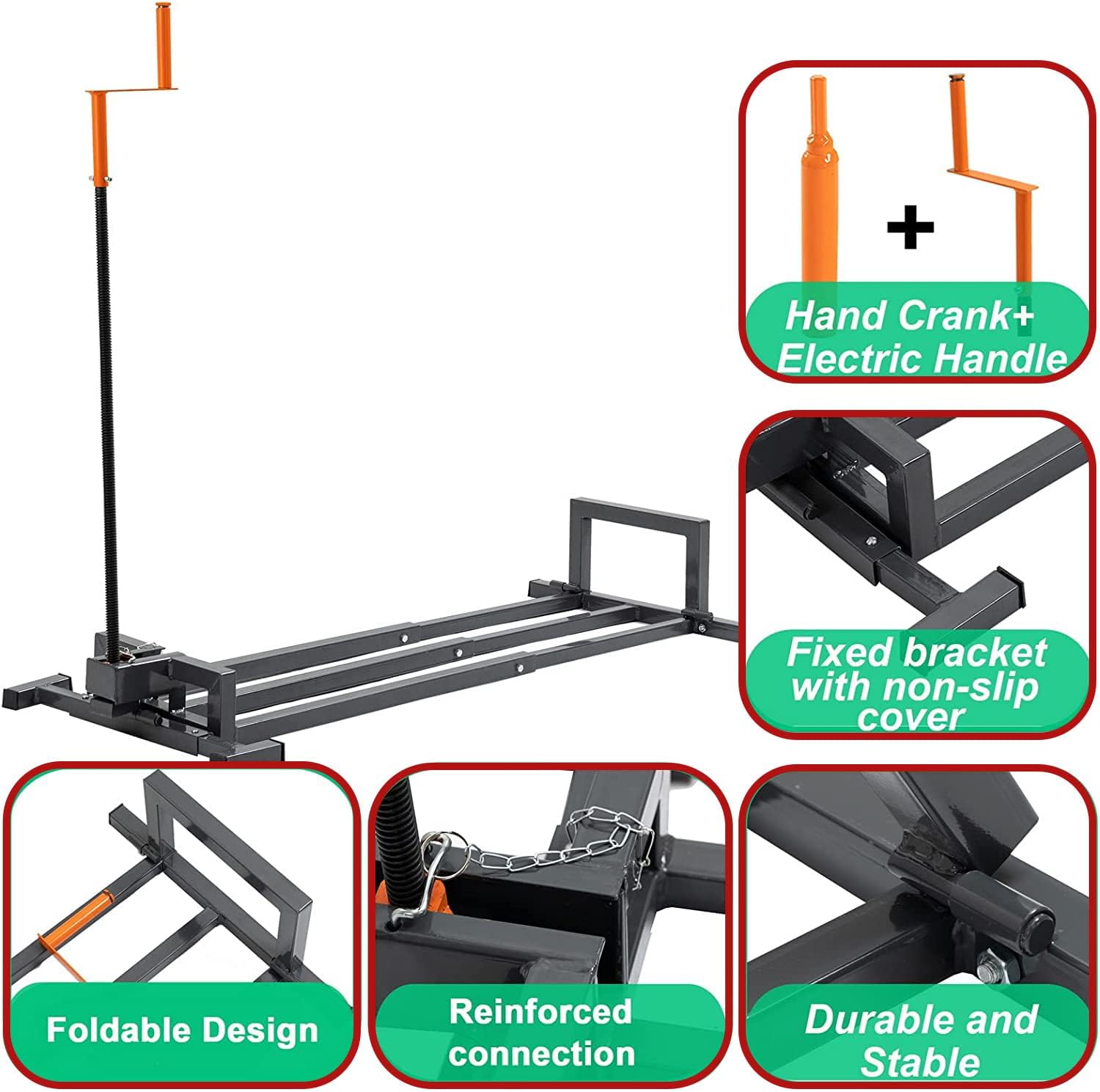 Riding Mower Jack Lawn Tractor Lift 882LBS Capacity Zero Turn Lawn Mower Ramps Lawnmower Maintenance with Manual Handle & Power Tool Extension Handle, Gray