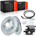 A-Premium 13.23 inch(336 mm) Rear Drilled and Slotted Disc Brake Rotors + Ceramic Pads Kit Compatible with Select BMW Models - E90 330i/330xi/, E92 335d/335i/335i xDrive/335is/335xi, E84 X1, 6-PC Set