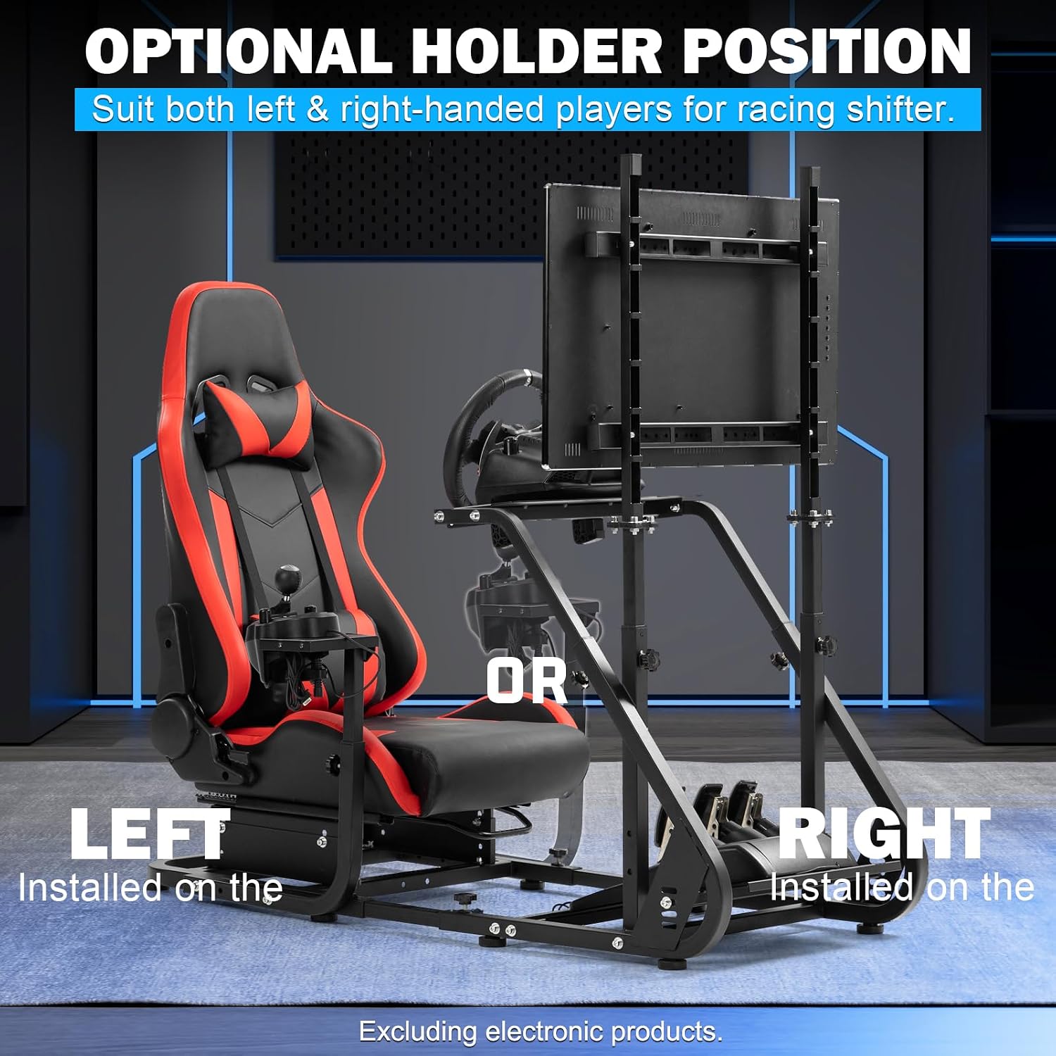 Anman G920 Game Racing Sim Simulator Cockpit with Monitor Stand Fit For Logitech G27 G29, for Thrustmaster T300RS TX T3PA TGT, for Fantec,with Red seat- TV Mount, Not Included Wheel Shifter Pedal