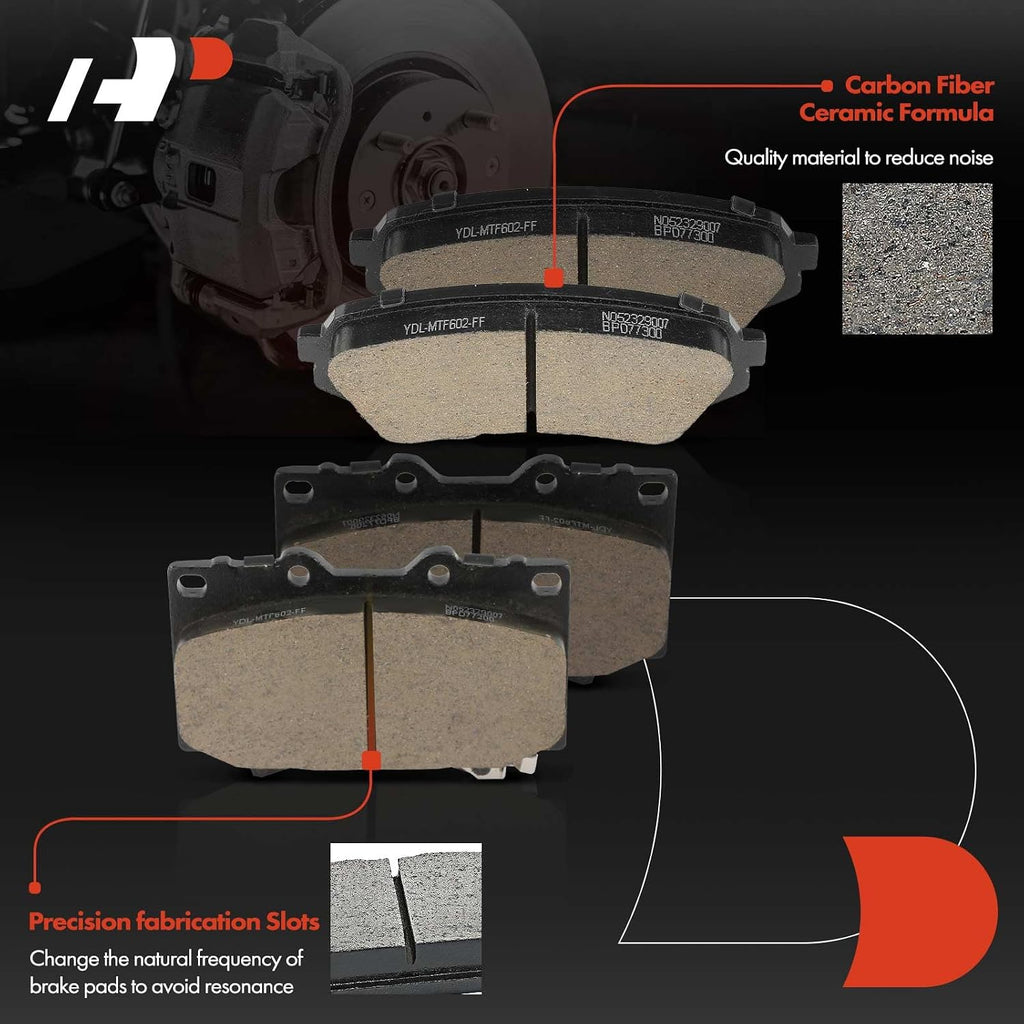 A-Premium Front and Rear Vented Disc Brake Rotors + Ceramic Pads Kit Compatible with Select Toyota & Lexus Models - Land Cruiser 1998-2007, LX470 1998-2007, 12-PC Set