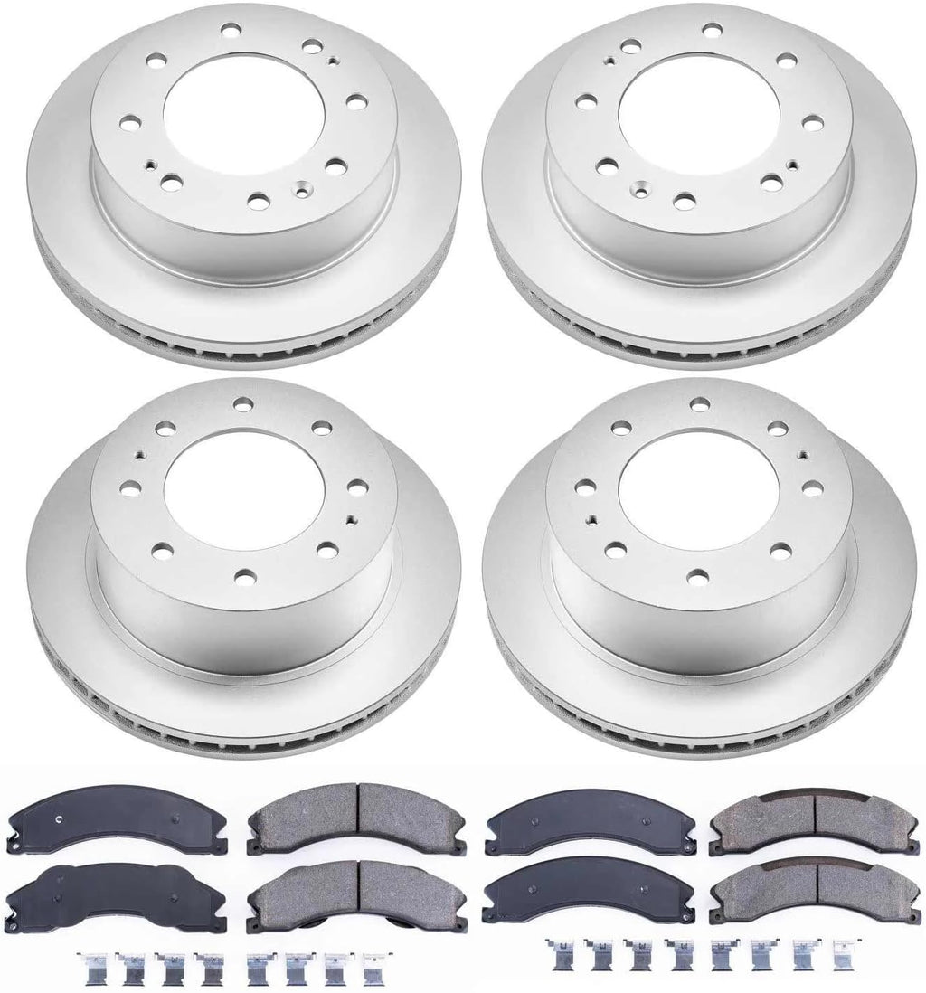 PowerStop Front and Rear Brake Kit for Chevrolet Silverado 2500 HD 2012-14 |Silverado 3500 HD 2012-19 - Fully-Coated Disc Rotors with Z17 Ceramic Brake Pads Replacement, CRK6259