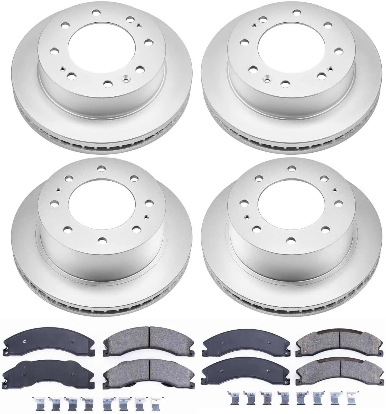 PowerStop Front and Rear Brake Kit for Chevrolet Silverado 2500 HD 2012-14 |Silverado 3500 HD 2012-19 - Fully-Coated Disc Rotors with Z17 Ceramic Brake Pads Replacement, CRK6259