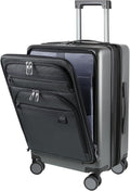 KROSER Hardside Expandable Carry On Luggage 22x14x9 Airline Approved With Front Business Pockets, 20 Inch Suitcases with Wheels, Carry on Suitcase with TSA Lock & USB Port, Steel Grey