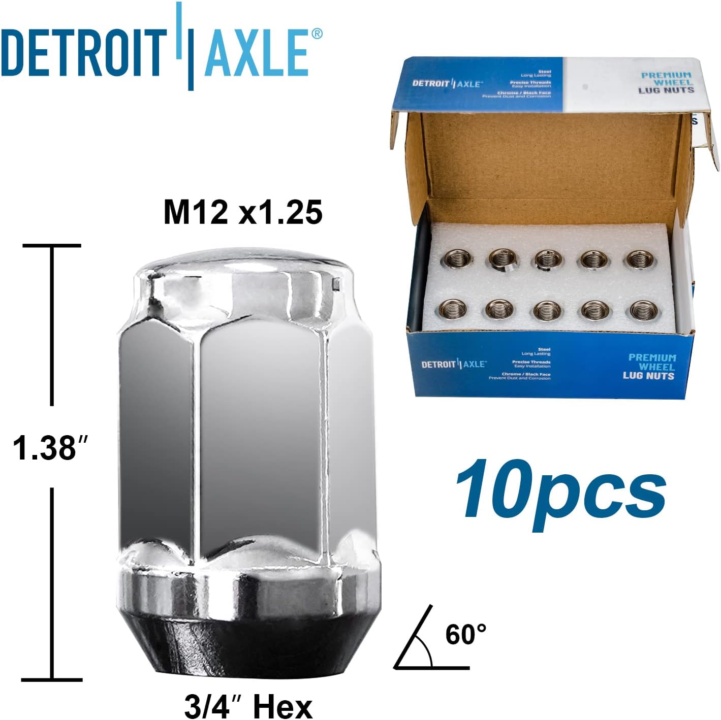 Detroit Axle - Front Disc Rotors Brake Pads + Wheel Hubs w/ 20pc Wheel Lug Nuts Replacement for Subaru Impreza Forester - 26pc Set