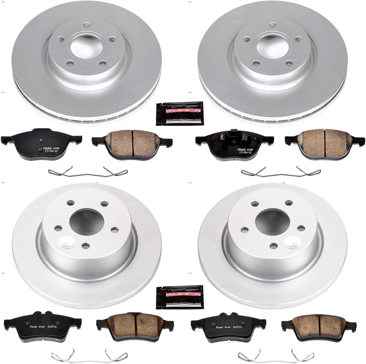 PowerStop Front and Rear Brake Kit for Ford C-Max 2013-17 | Ford Escape 2013-16 - Fully-Coated Disc Rotors with Z23 Carbon-Fiber Ceramic Brake Pads Upgrade, CRK6477