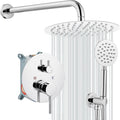 gotonovo Rain Shower System with 10 Inch Round Showerhead and Handheld High Pressure Shower Faucet Set Contain Rough in Valve, Polish Chrome