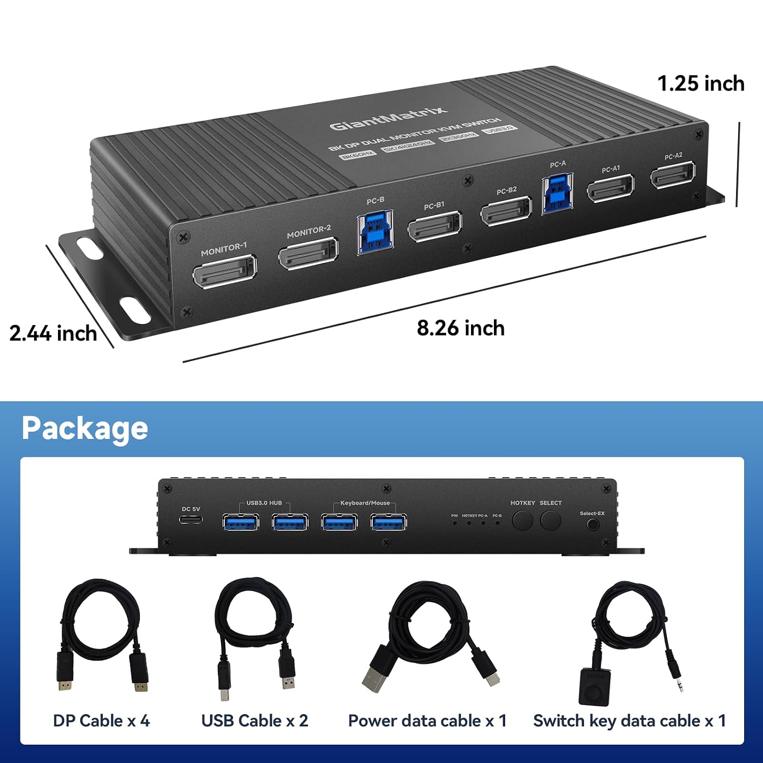 kvm Switch 2 Monitors 2 Computers Display Port 4k 240hz Hotkey Switching Dual Monitor Kvm switches displayport 1440P 120hz 144hz 165hz 240hz 2 Computer 2 Monitor Hotkey FreeSync G-SYNC
