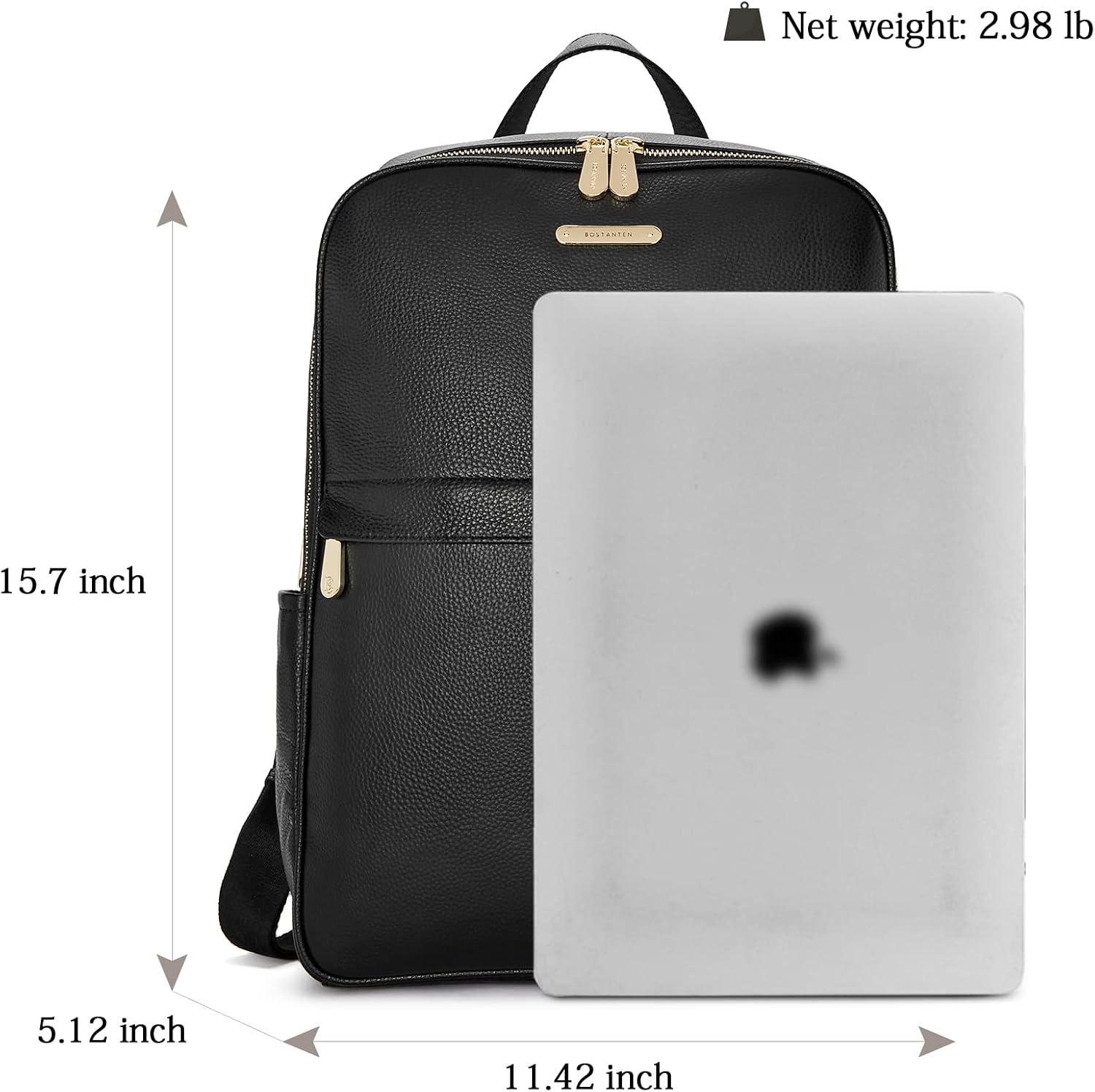 BOSTANTEN Genuine Leather 15.6 inch Laptop Backpack Purse for Women College Casual Backpack Travel Bag