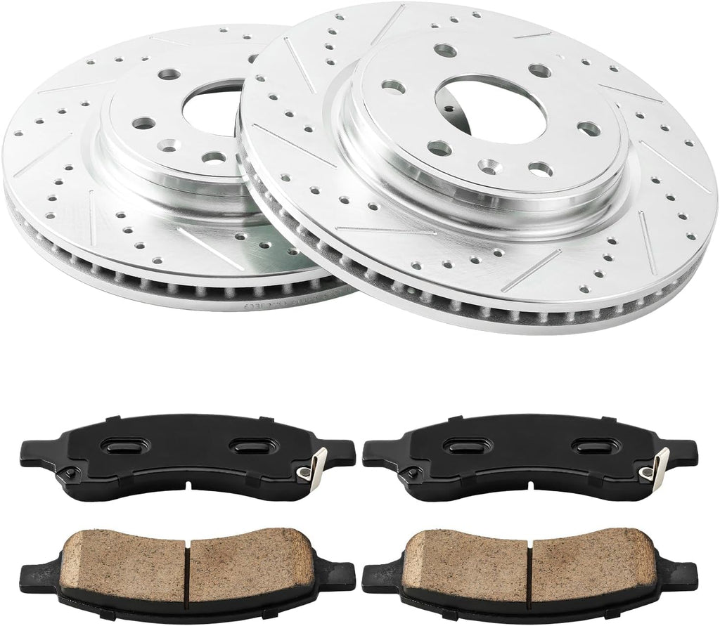 KAX Front Brake Kit for Chevrolet Traverse 2009-2017, GMC Acadia 2007-2016, Acadia Limited 2017, Buick Enclave 2008-2017, Saturn Outlook 2007-2010, 12.8inch Brake Rotors Pads Kit