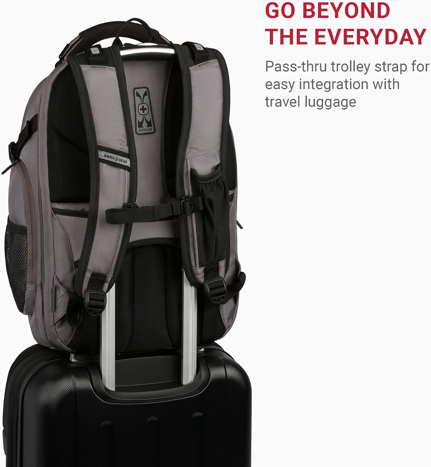SwissGear Travel Tech Elite Laptop Backpack – Fits Laptops up to 16' – ScanSmart TSA-Friendly Backpack with USB Port, Shoe Compartment & Organizer Pockets – Grey Ballistic
