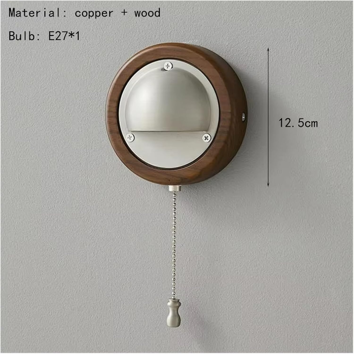 Wall Lamp E27 Bulb Made of Gold and Silver Wood with Switch, Living Room Staircase Hallway Light,Bathroom