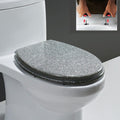 Glitter Resin Toilet Seat, Glitter Toilet Seat Soft Close with Quick Release, Simple Top/Bottom Fixing, Oval Environmentally Friendly Resin Toilet Seat,Silver(Silver)