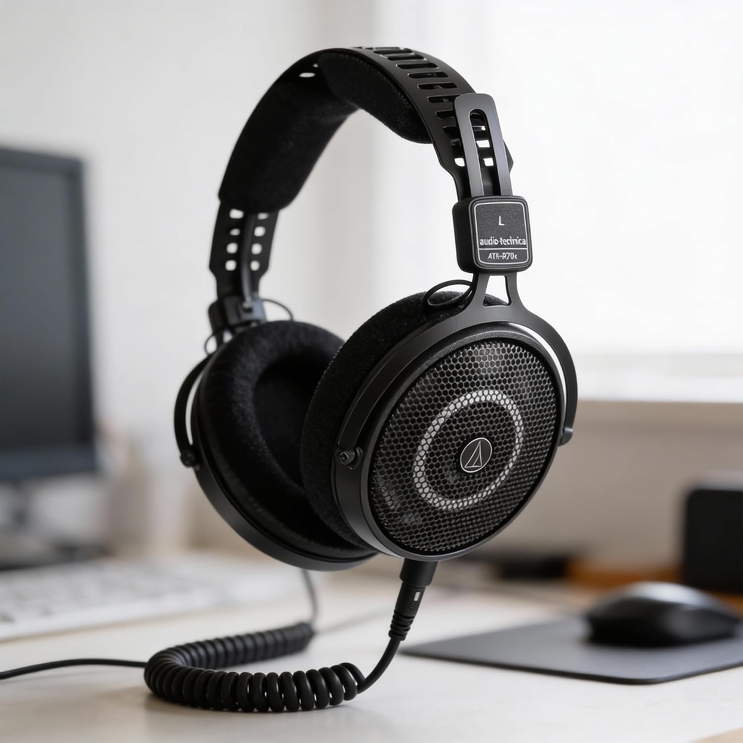 Audio-Technica ATH-R50X Professional Open-Back Reference Headphones - Black Bundle with Case, Stand, Cable, and Austin Bazaar Polishing Cloth