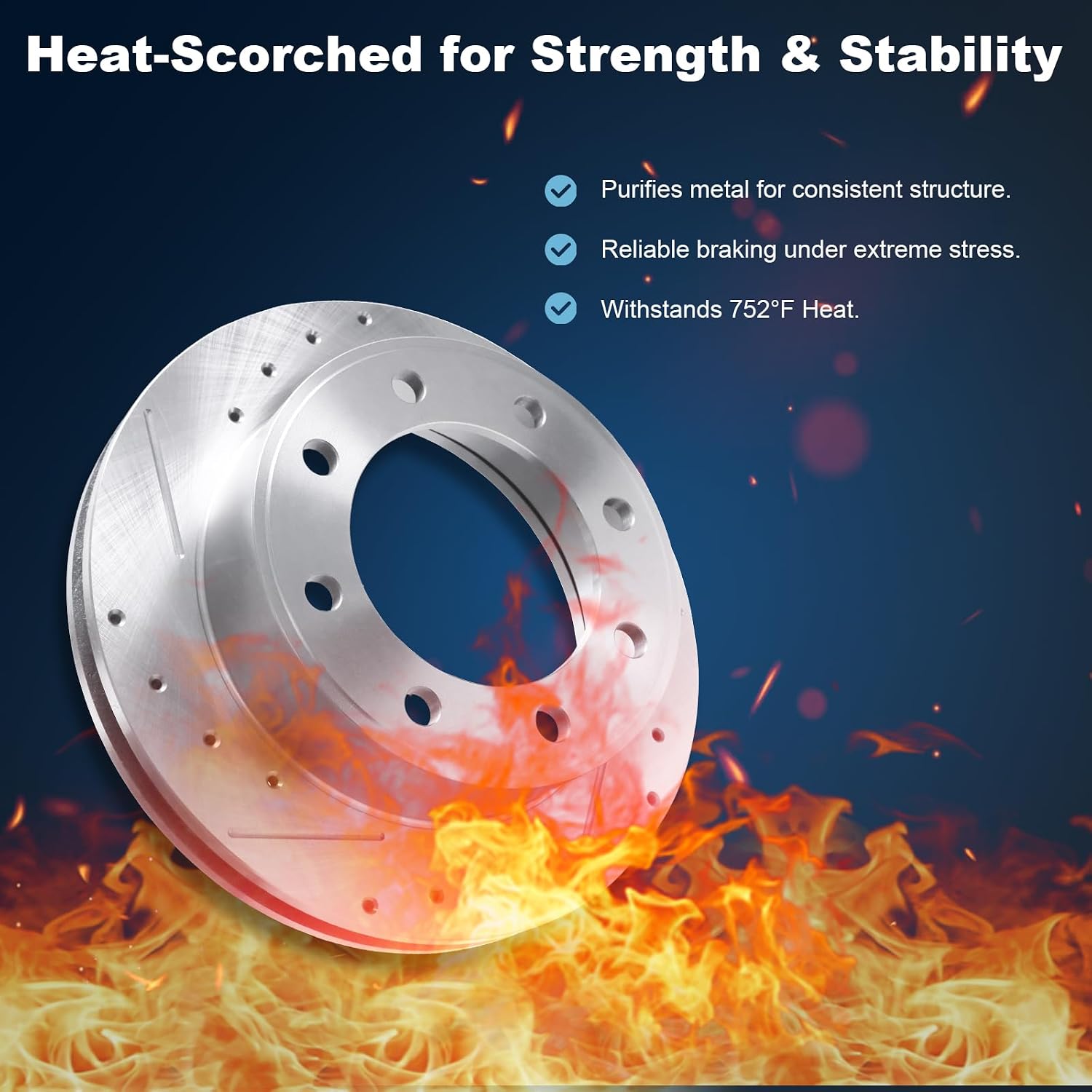 Front Drilled and Slotted Disc Brake Rotors Fit for Ford 2000-2005 Excursion, 1999-2004 F-250, 1999-2004 F-350, 1999-2004 F-450, 2004 F-550 Super Duty Front (4WD) #54078