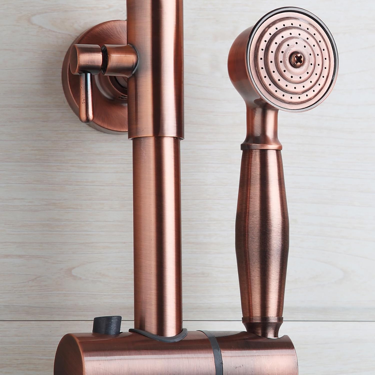 Vintage Copper Exposed Shower System with 8 inch Rainfall Shower Head and Bath Tub Spout,Multi-Mode Exposed Shower Fixture with Handheld Shower Wall Mounted for Bathroom