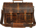 RUSTIC TOWN Handmade Leather Shoulder Briefcase Messenger Bag Mens 16 inch Laptop Satchel