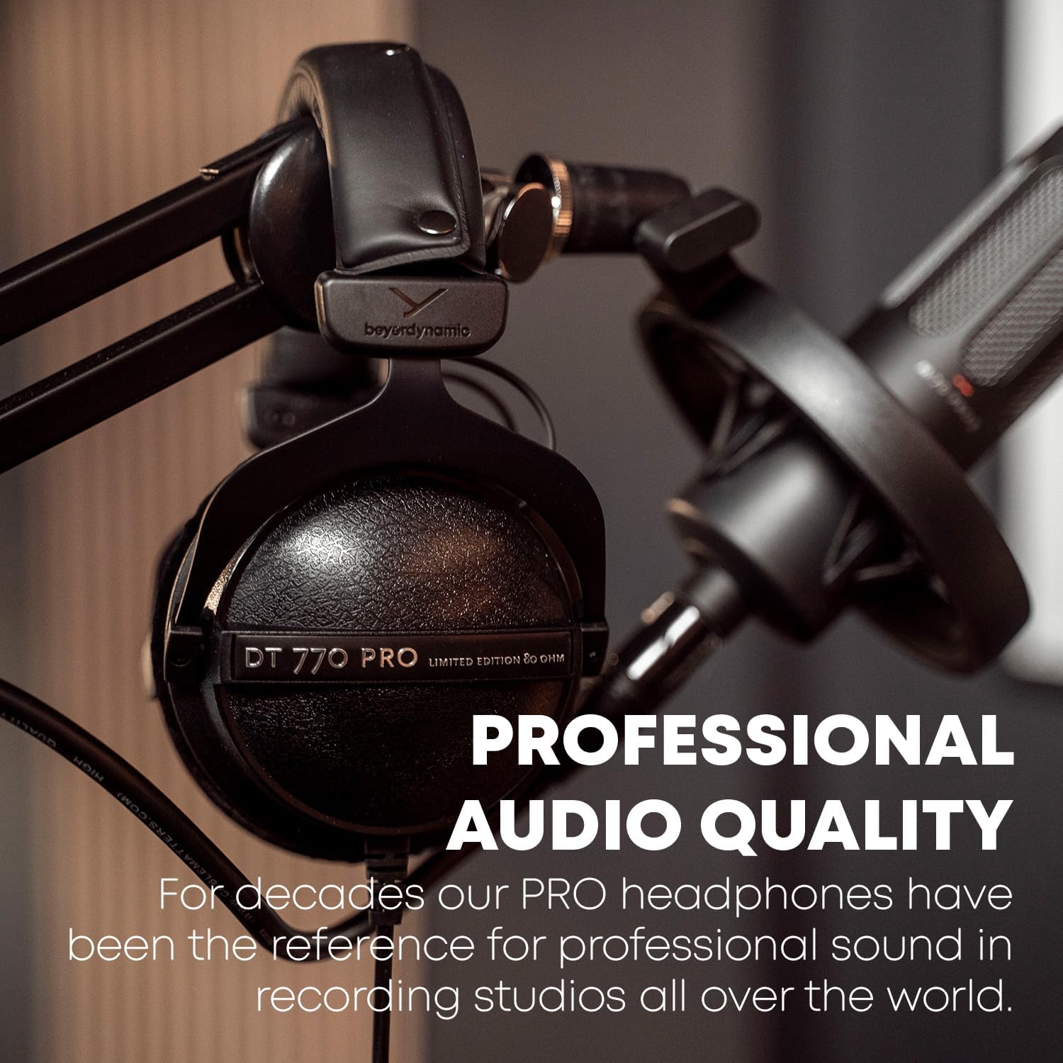 beyerdynamic DT 770 Pro Studio Headphones - Over-Ear, Closed-Back, Professional Design for Recording and Monitoring (80 Ohm, Grey) (Renewed)