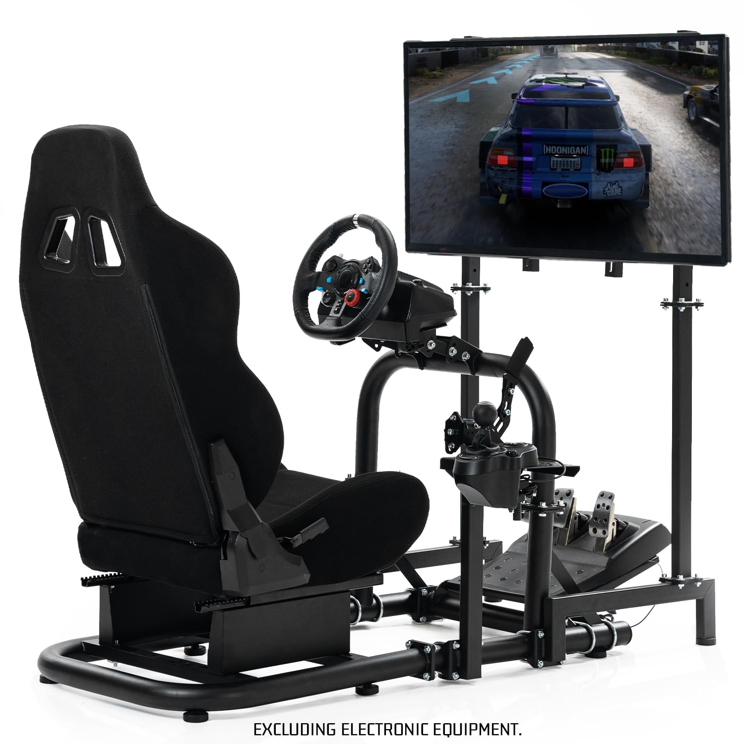 Anman Racing Simulator Cockpit with Monitor Stand and Seat Fit for Logitech G29 G920 G923, for Thrustmaster T248 T300, for Fanatec CSL DD, for Moza Wheel Shifter Pedals NOT Included