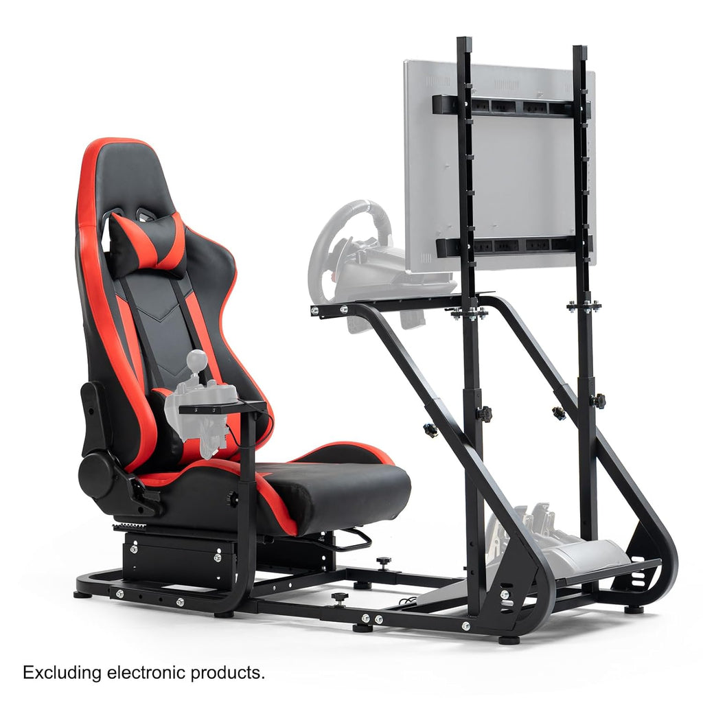 Anman G920 Game Racing Sim Simulator Cockpit with Monitor Stand Fit For Logitech G27 G29, for Thrustmaster T300RS TX T3PA TGT, for Fantec,with Red seat- TV Mount, Not Included Wheel Shifter Pedal