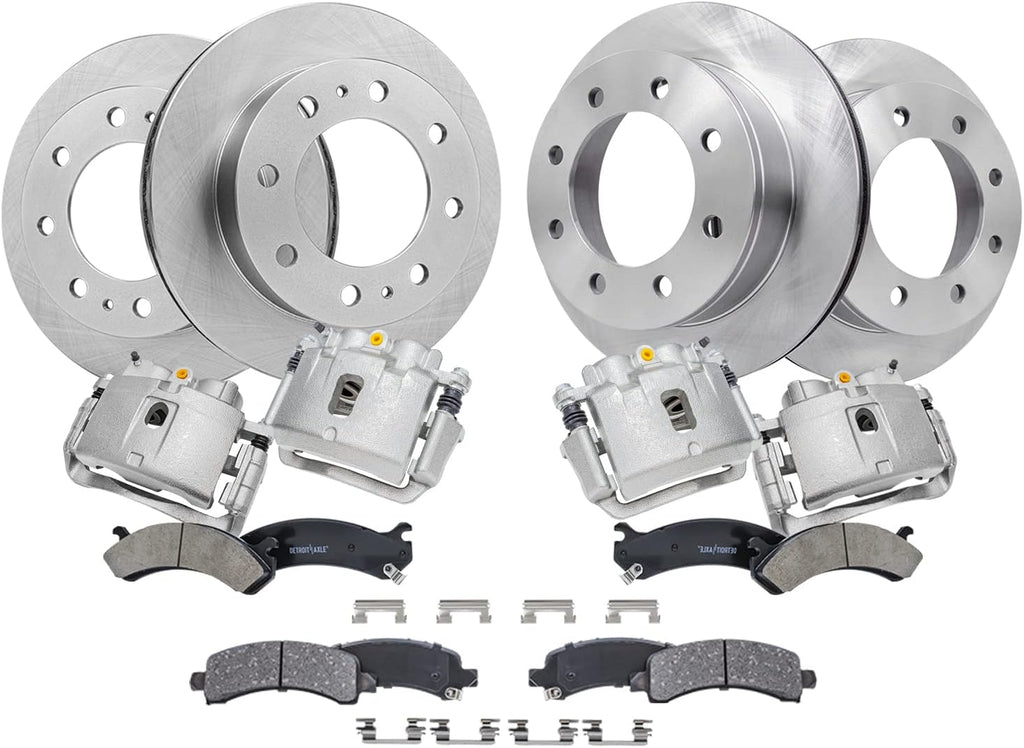 Detroit Axle - 12pc Brake Kit for 2003-2020 Express Savana 3500, 2006-2016 Express Savana 2500, Front & Rear Disc Brake Rotors Ceramic Brakes Pads Brake Calipers