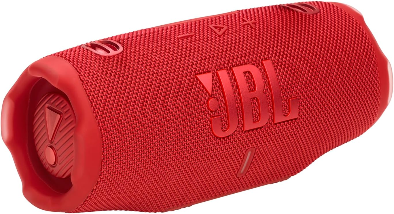 JBL Charge 6 - Portable Waterproof & Drop-Proof Bluetooth Speaker, Bold JBL Pro Sound with AI Boost, 28Hrs of Playtime, Built-in Powerbank & Comes with a Sturdy/Removable Carrying Strap (Red)